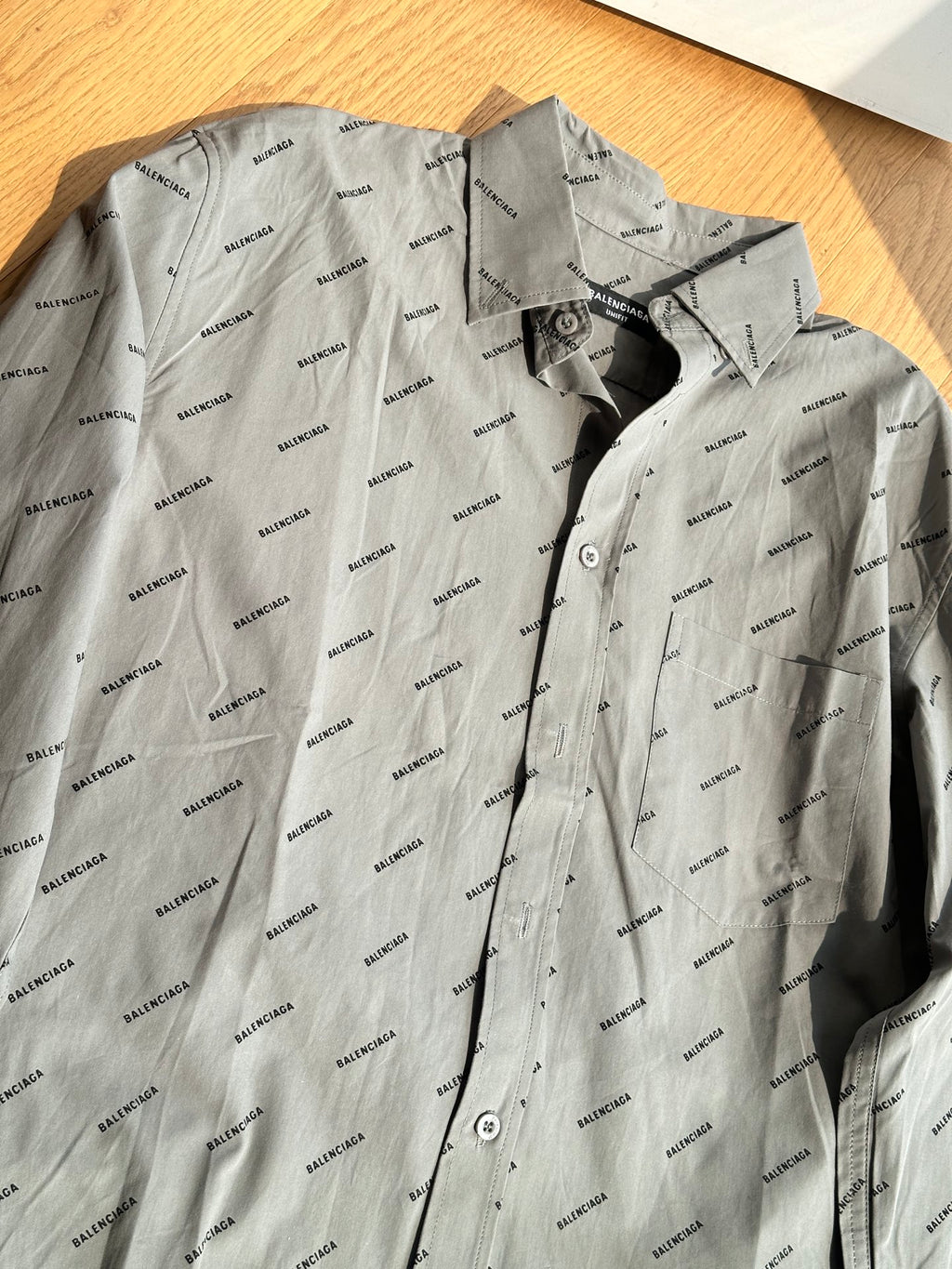 Pre-Owned Balenciaga Monogram Print Shirt – Like New Grey Long-Sleeve Designer Essential