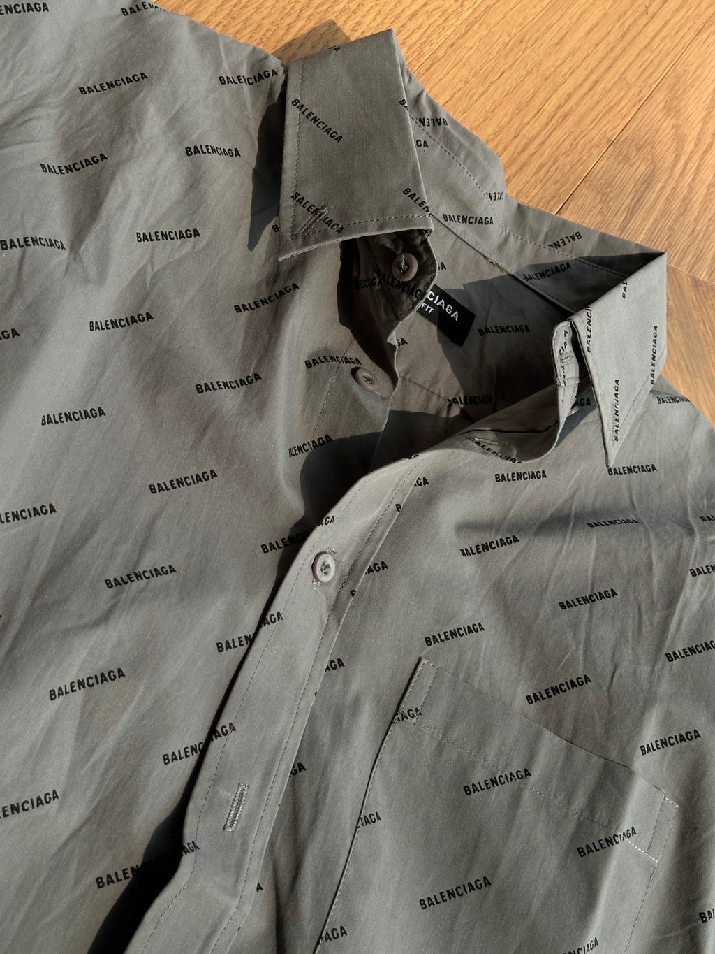 Pre-Owned Balenciaga Monogram Print Shirt – Like New Grey Long-Sleeve Designer Essential