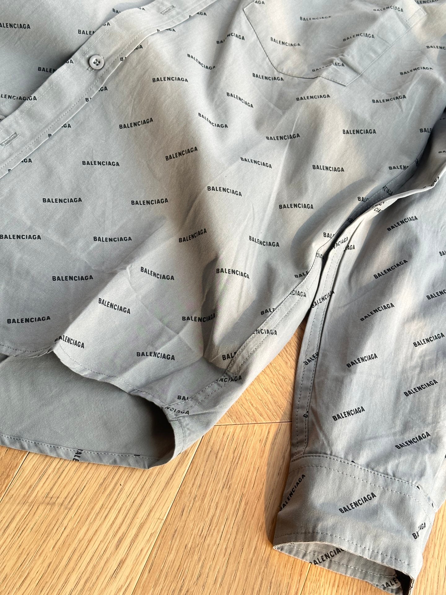Pre-Owned Balenciaga Monogram Print Shirt – Like New Grey Long-Sleeve Designer Essential
