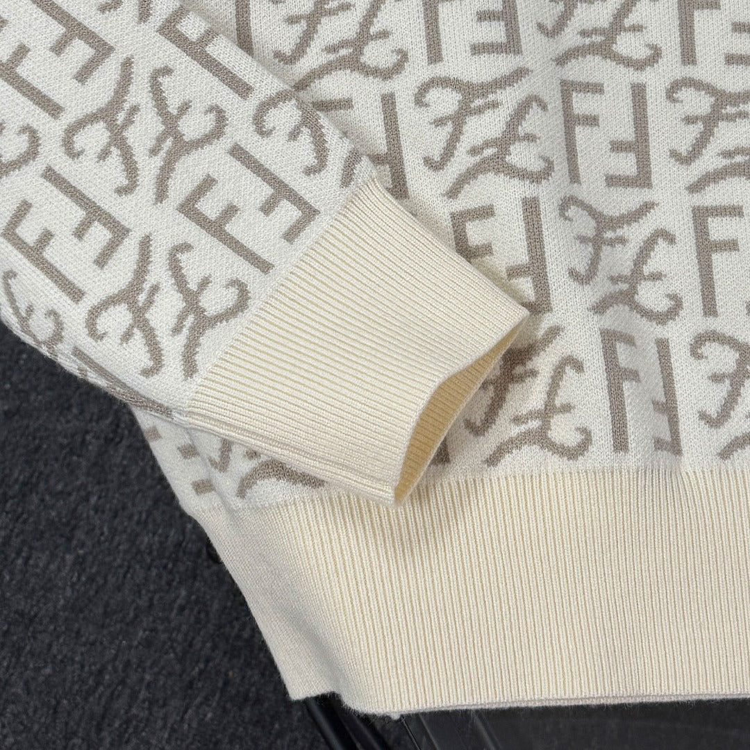 Pre-Owned Fendi Wool Knit Sweater – Like New FF Monogram Crewneck Luxury Knitwear