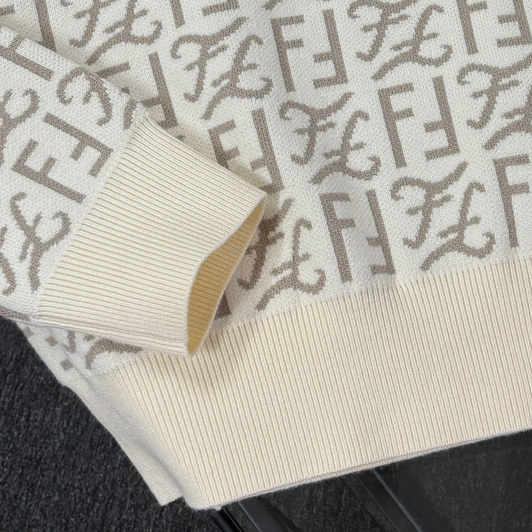 Pre-Owned Fendi Wool Knit Sweater – Like New FF Monogram Crewneck Luxury Knitwear