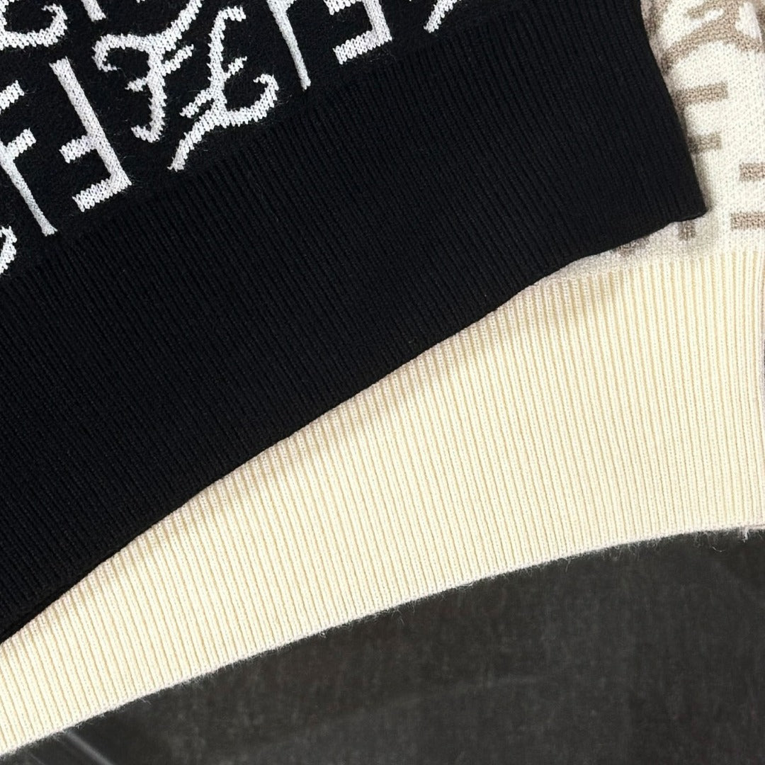 Pre-Owned Fendi Wool Knit Sweater – Like New FF Monogram Crewneck Luxury Knitwear