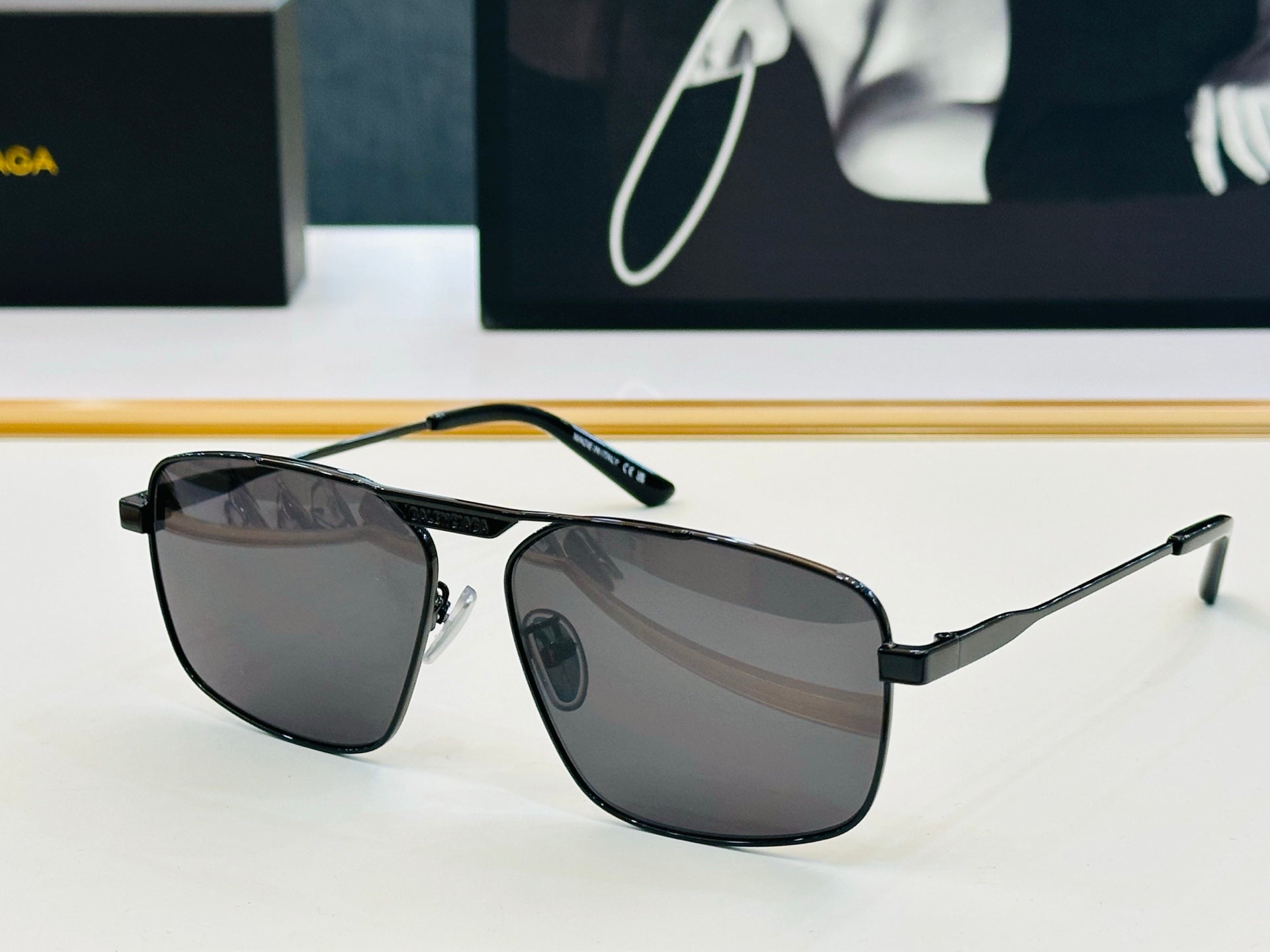 Pre-Owned Balenciaga BB0418SK Sunglasses – Authentic Metal Aviator Style