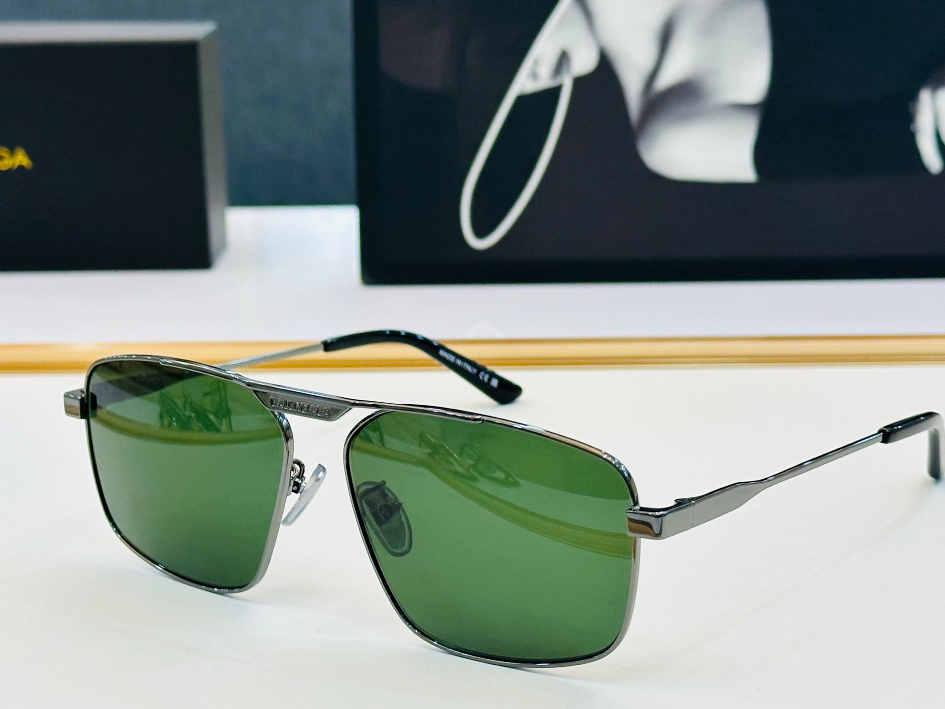 Pre-Owned Balenciaga BB0418SK Sunglasses – Authentic Metal Aviator Style