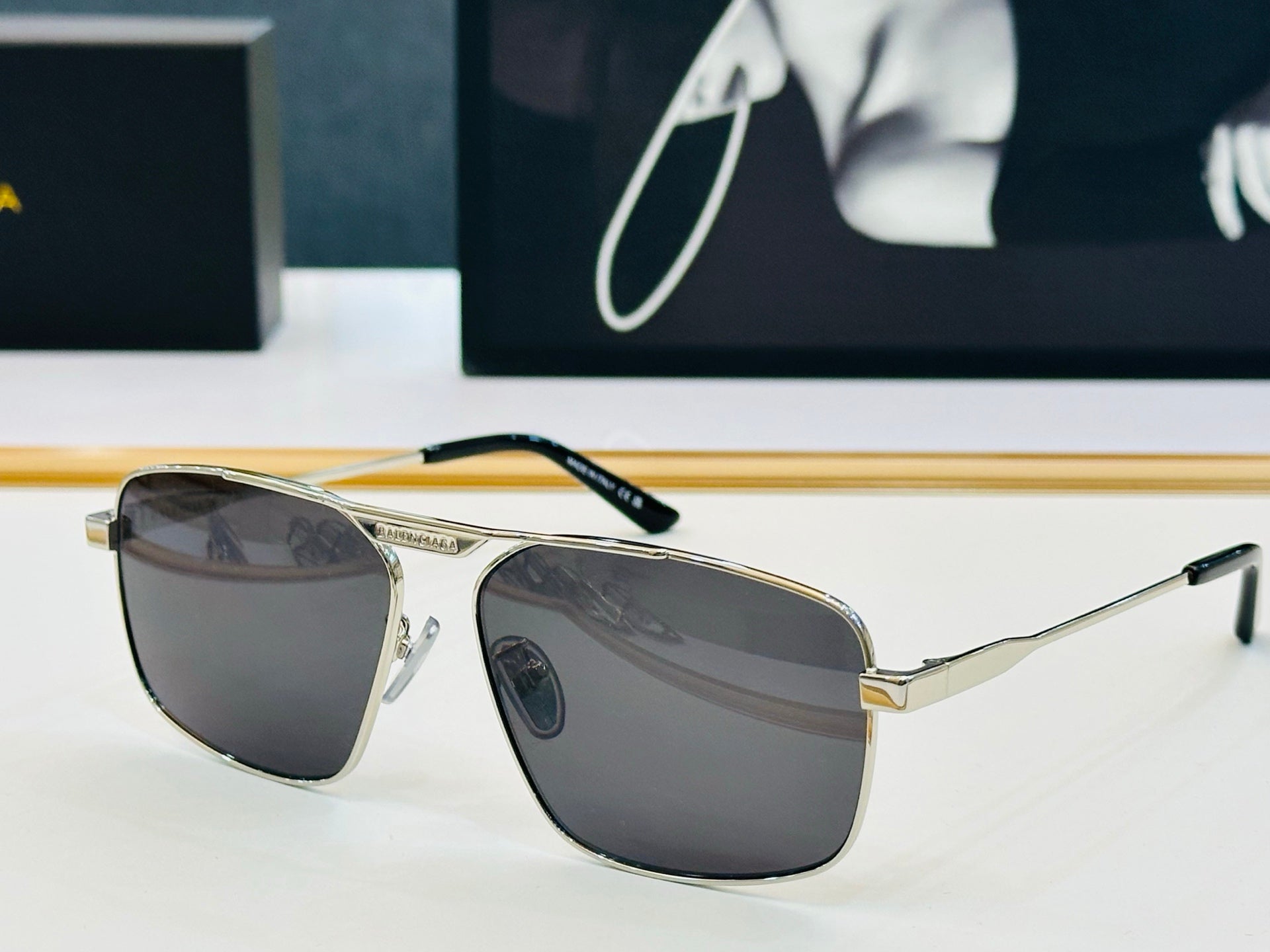 Pre-Owned Balenciaga BB0418SK Sunglasses – Authentic Metal Aviator Style