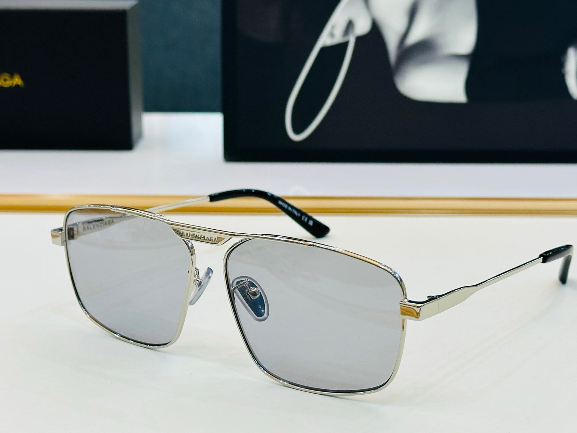 Pre-Owned Balenciaga BB0418SK Sunglasses – Authentic Metal Aviator Style