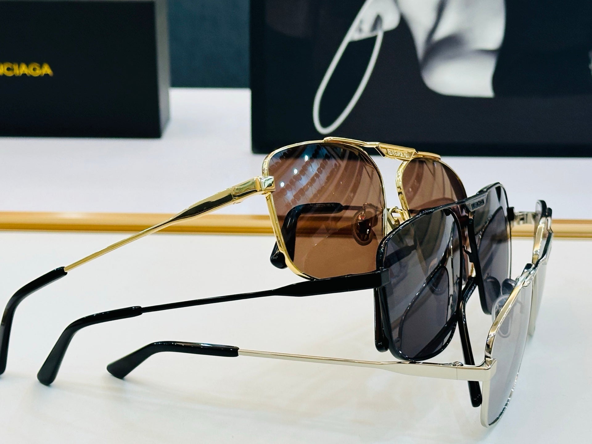 Pre-Owned Balenciaga BB0418SK Sunglasses – Authentic Metal Aviator Style