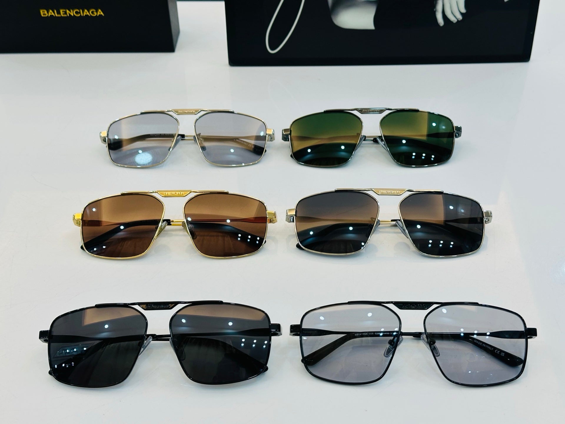Pre-Owned Balenciaga BB0418SK Sunglasses – Authentic Metal Aviator Style