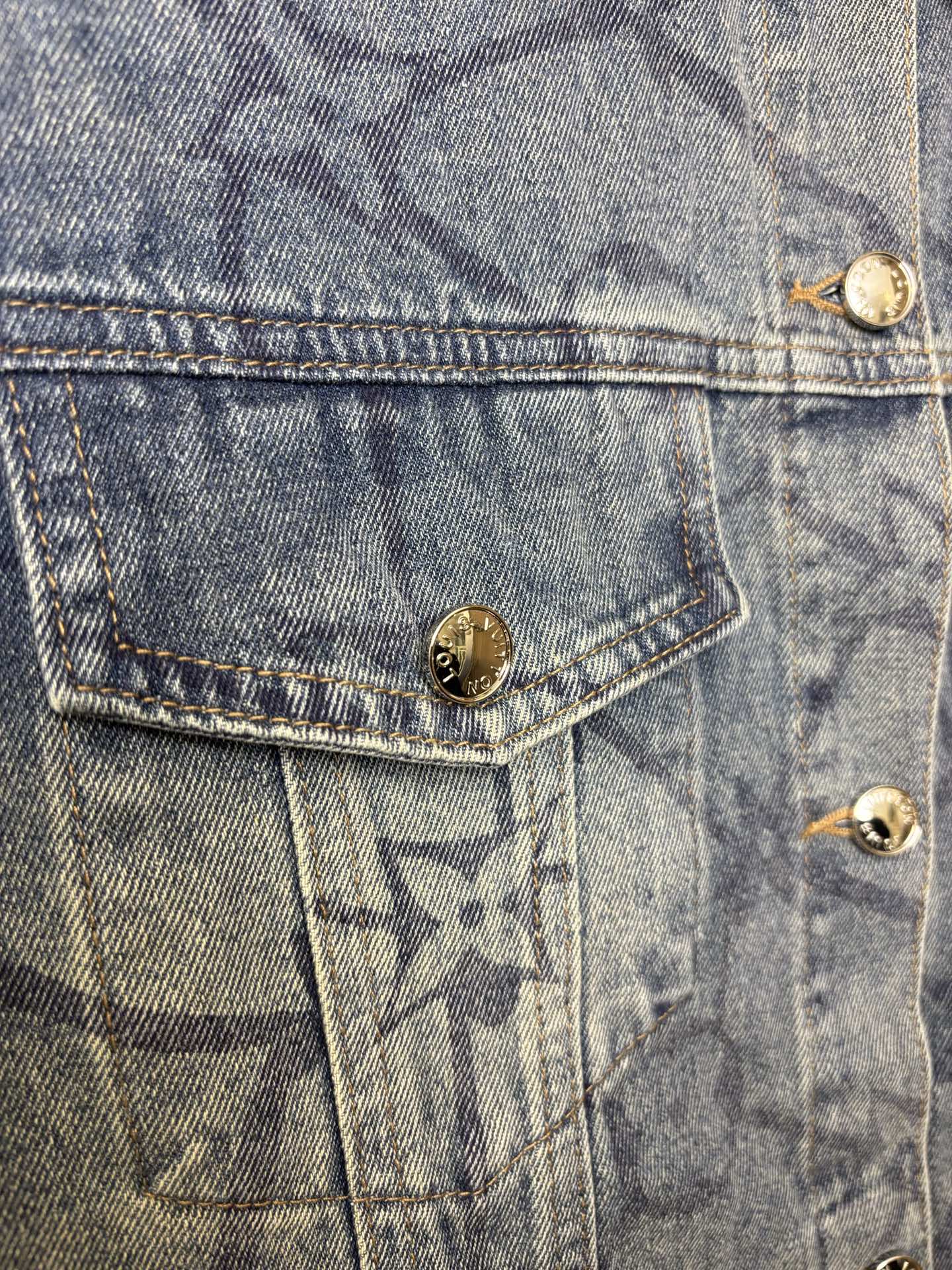 Pre-Owned LV Vintage Washed Denim Jacket – Classic Embroidery, Rare Collectible Piece