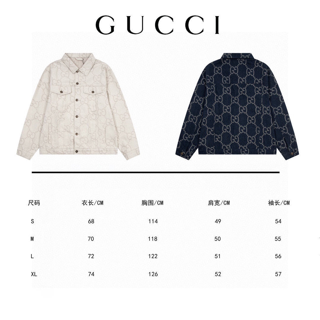 Pre-Owned Gucci GG Monogram Denim Jacket – Vintage Jacquard Logo Pattern, Timeless Statement Piece