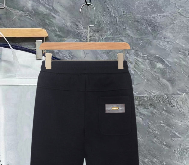 Pre-Owned Louis Vuitton Casual Sweatpants – Black Drawstring Logo Patch, Versatile Streetwear Luxury