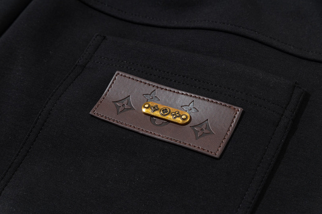 Pre-Owned Louis Vuitton Casual Sweatpants – Black Drawstring Logo Patch, Versatile Streetwear Luxury