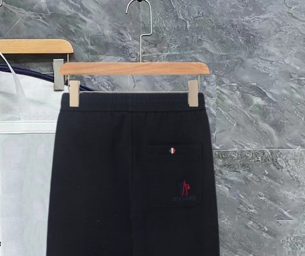Pre-Owned Moncler Casual Sweatpants – Black Drawstring Logo Detail, Premium Athleisur