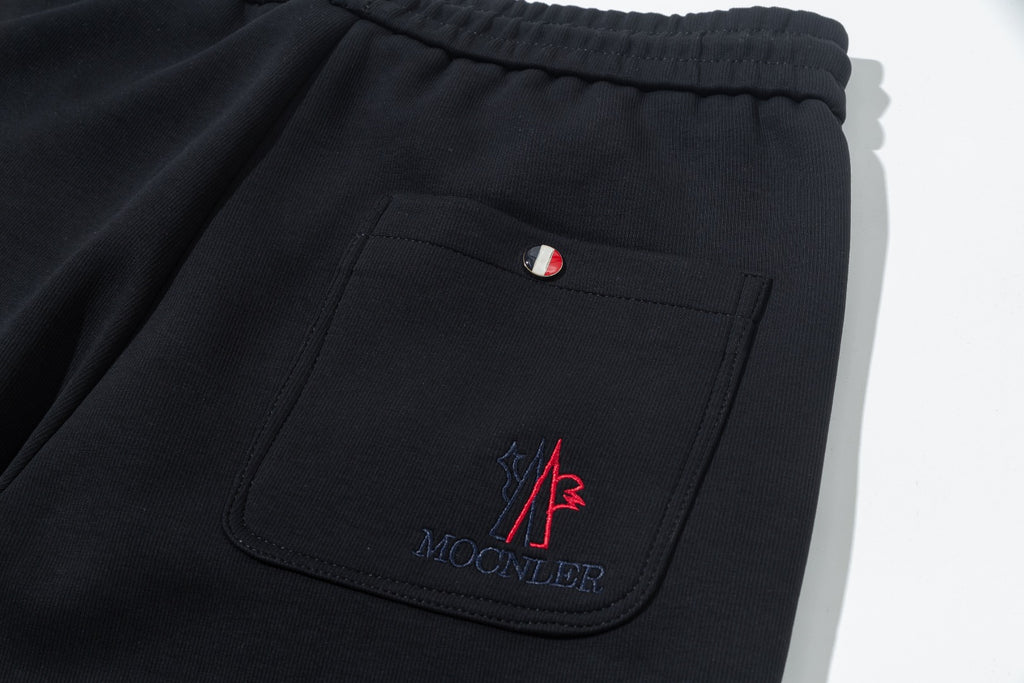 Pre-Owned Moncler Casual Sweatpants – Black Drawstring Logo Detail, Premium Athleisur