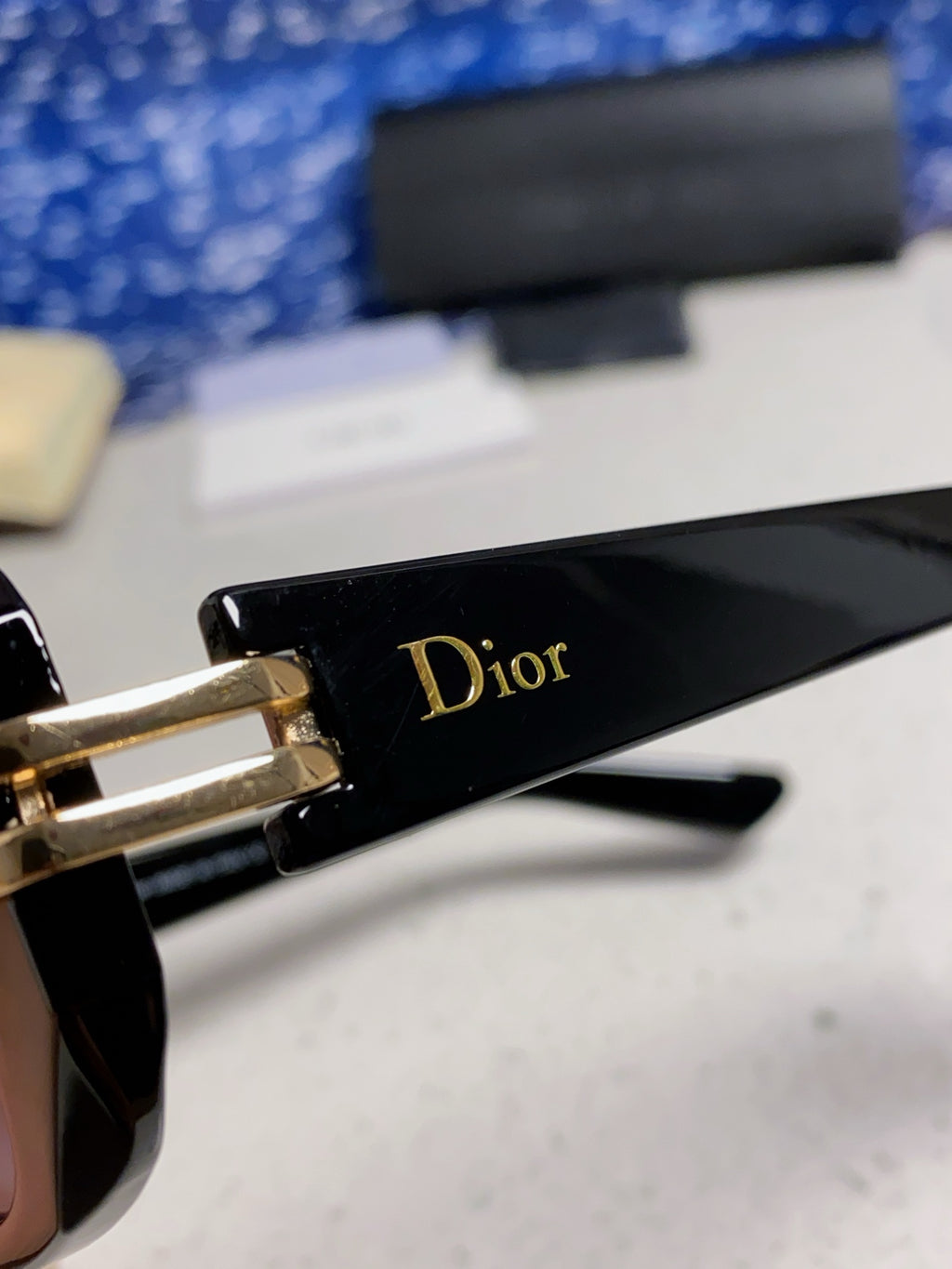 Pre-Owned Dior CDior S1I Square Sunglasses – Authentic Black & Gold Statement
