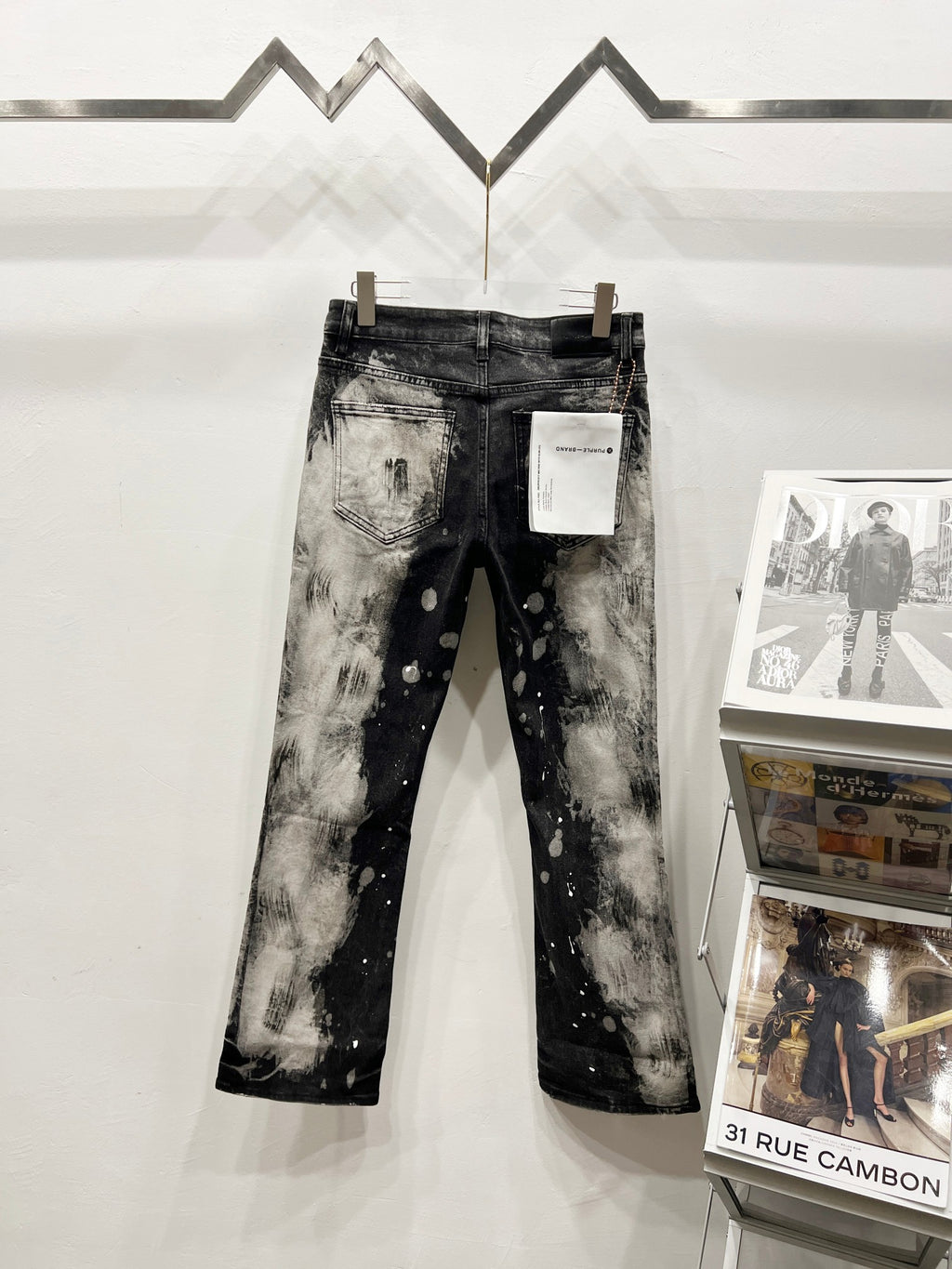 Pre-Owned Purple Brand Distressed Slim-Fit Jeans – Washed Black Ink Effect, Contemporary Streetwear