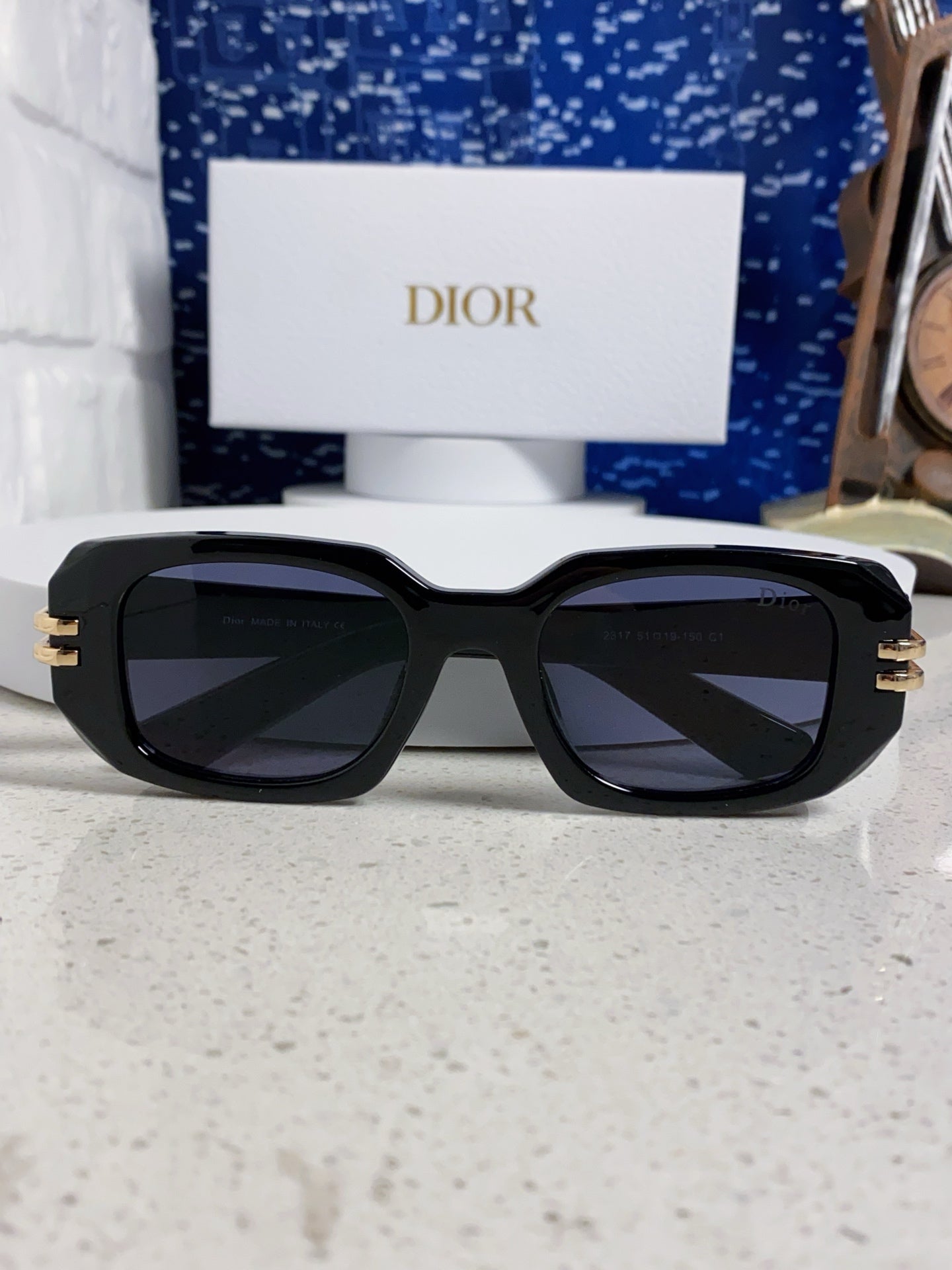 Pre-Owned Dior CDior S1I Square Sunglasses – Authentic Black & Gold Statement