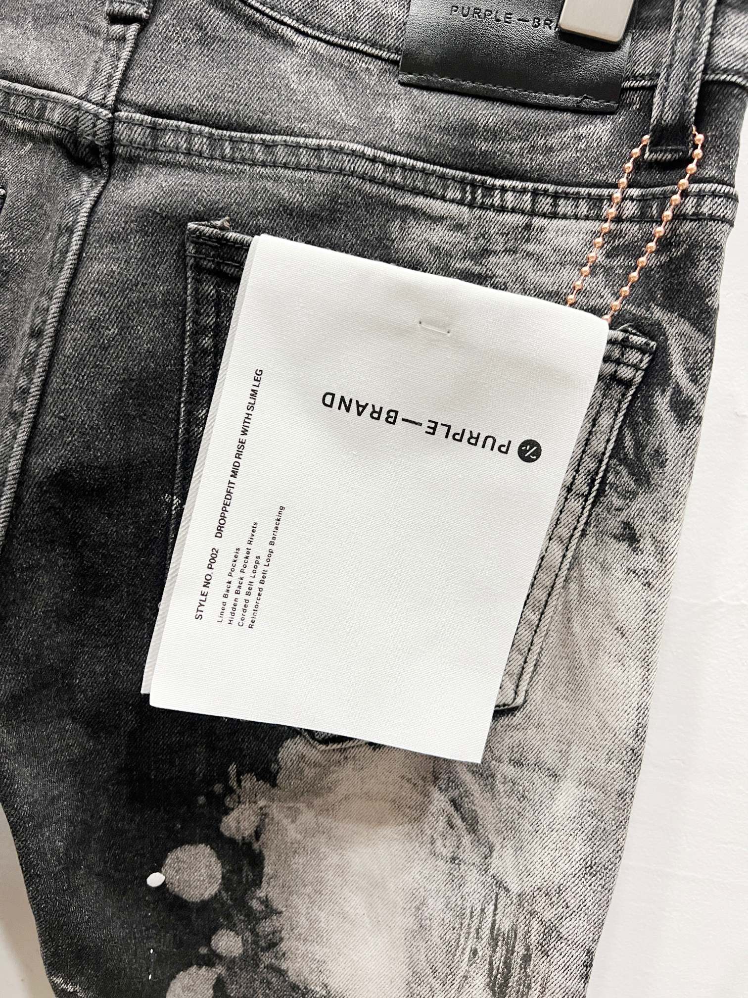 Pre-Owned Purple Brand Distressed Slim-Fit Jeans – Washed Black Ink Effect, Contemporary Streetwear