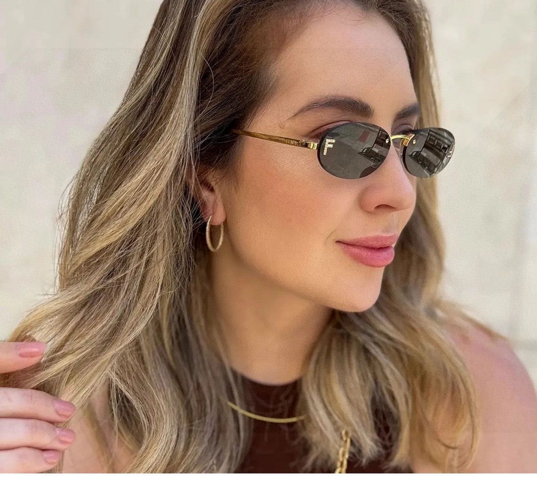 Fendi Rimless Oval Sunglasses | Unisex, Elegant, Pre-Loved