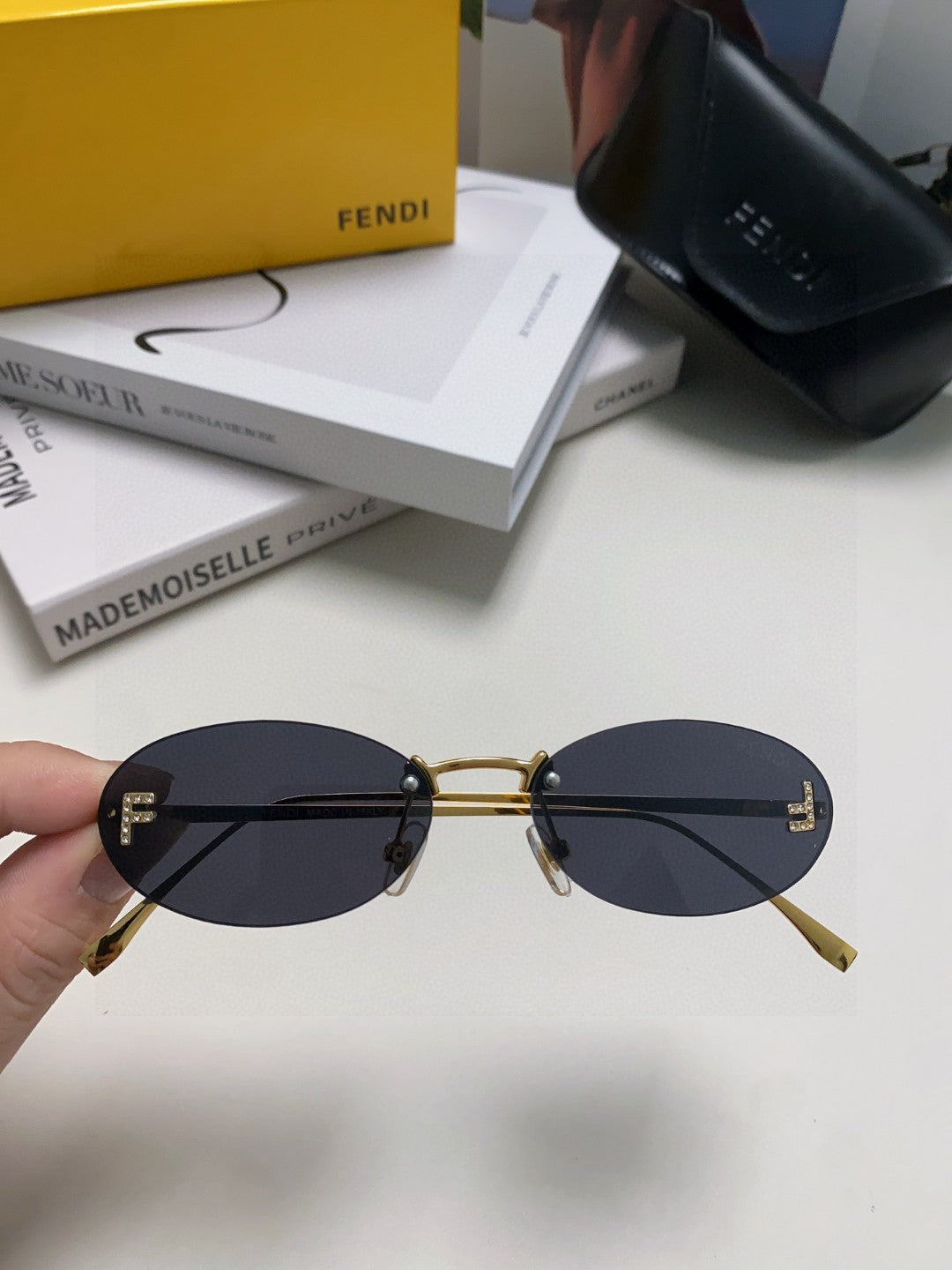 Fendi Rimless Oval Sunglasses | Unisex, Elegant, Pre-Loved