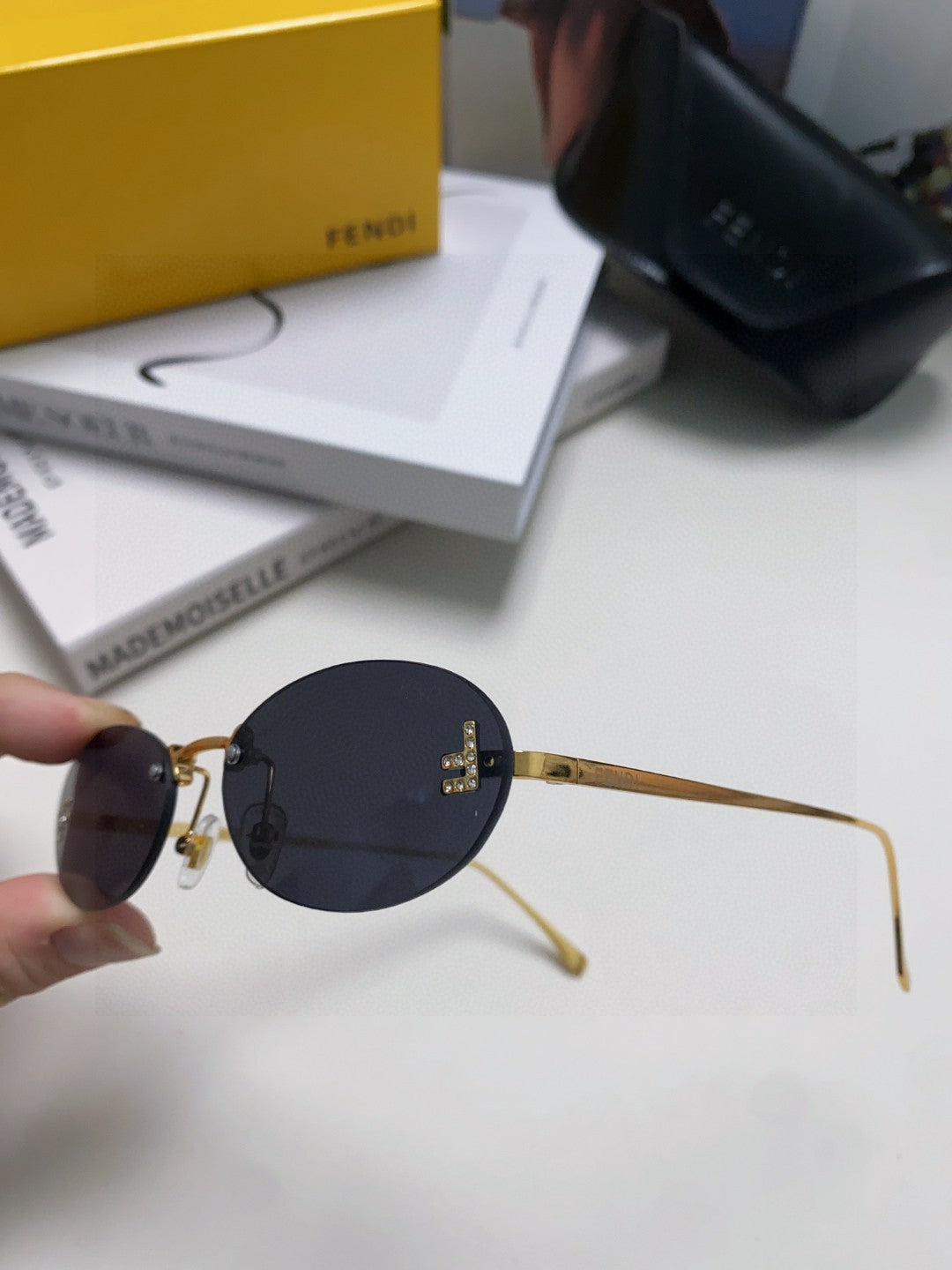 Fendi Rimless Oval Sunglasses | Unisex, Elegant, Pre-Loved