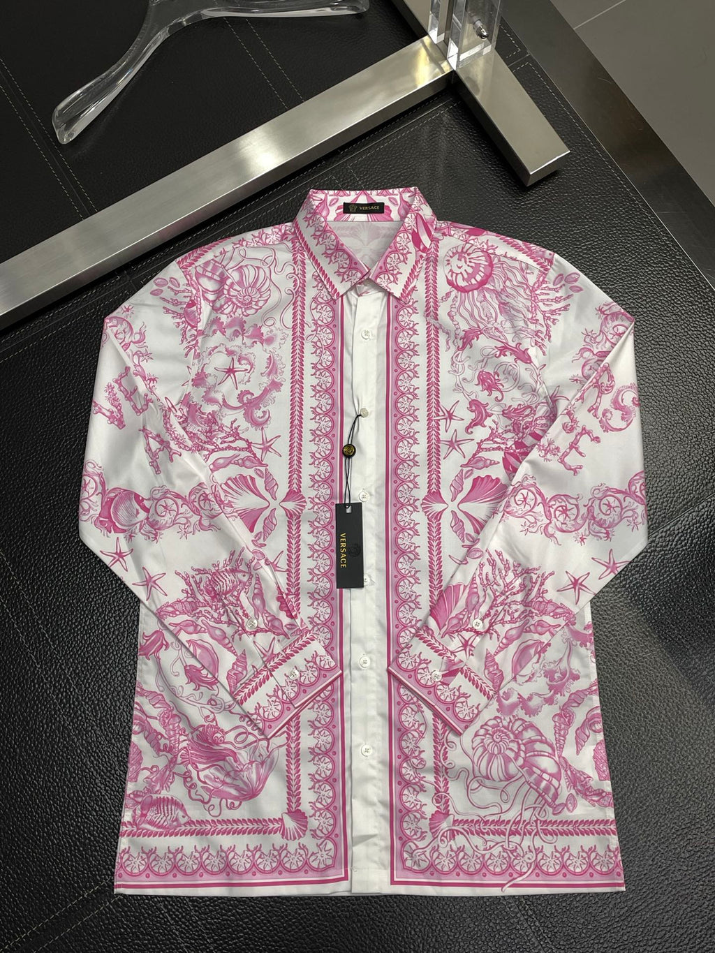 Pre-Owned Versace Baroque Print Long-Sleeve Shirt – Luxury Designer Silk Blend, Iconic Pattern, Unisex