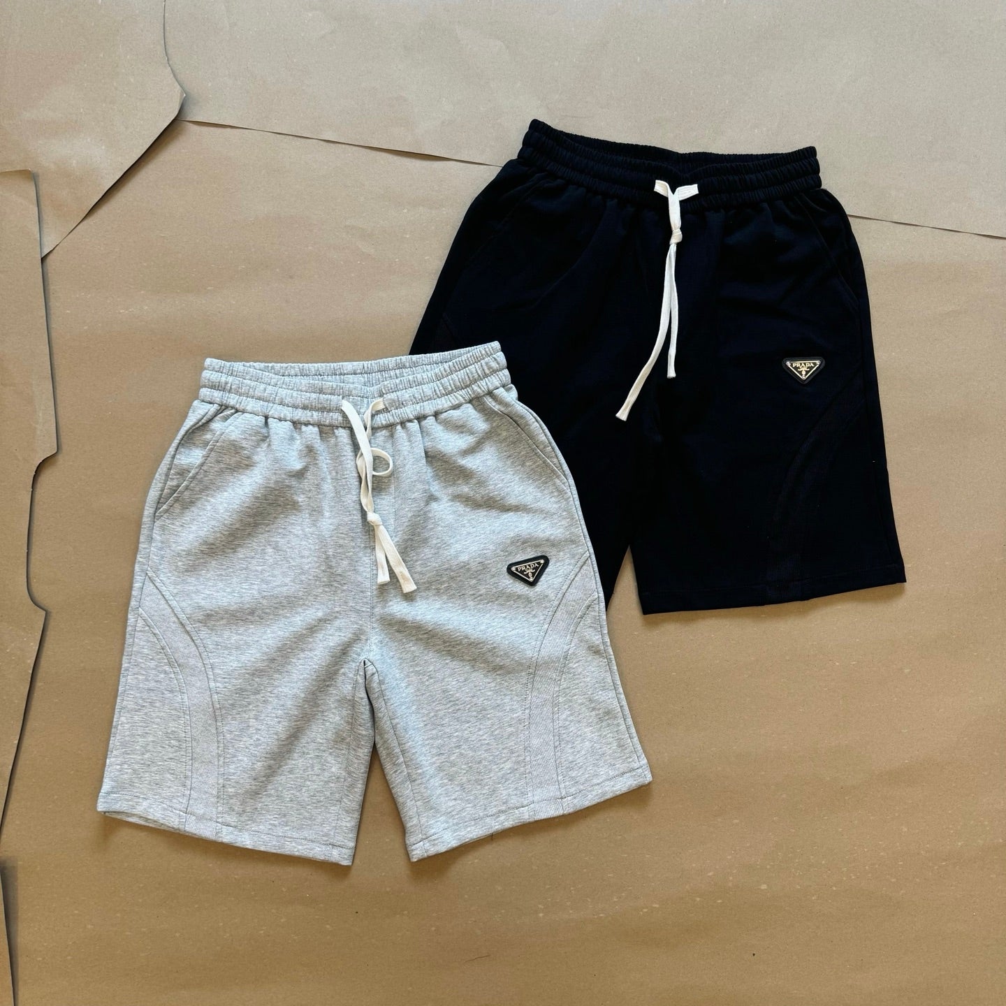 Pre-Owned Prada 2025FW Spiral Stitch Hybrid Tech Fabric Shorts