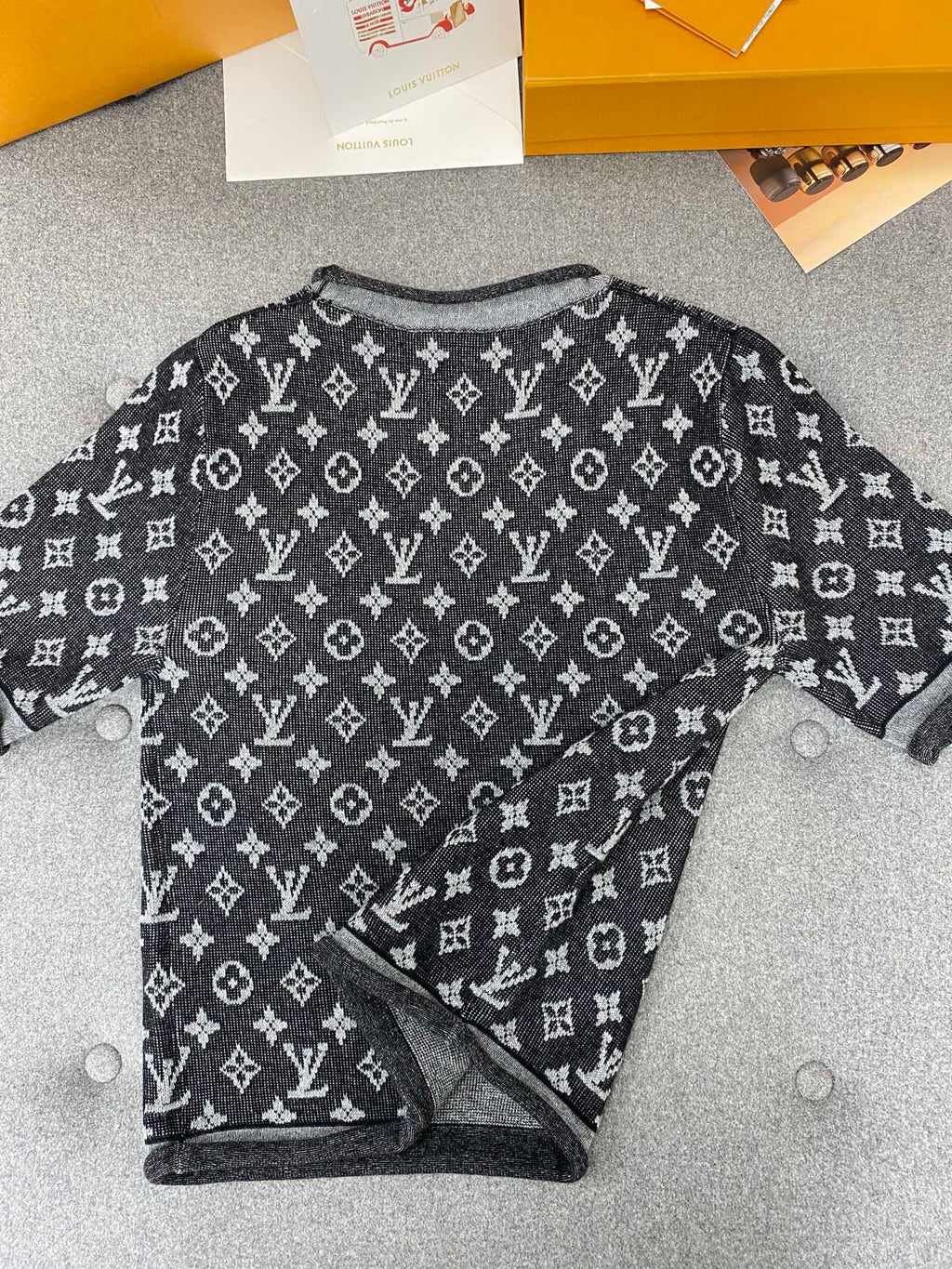 Pre-Owned LV Monogram Jacquard Knit T-Shirt – Luxury Short-Sleeve Top, Like New