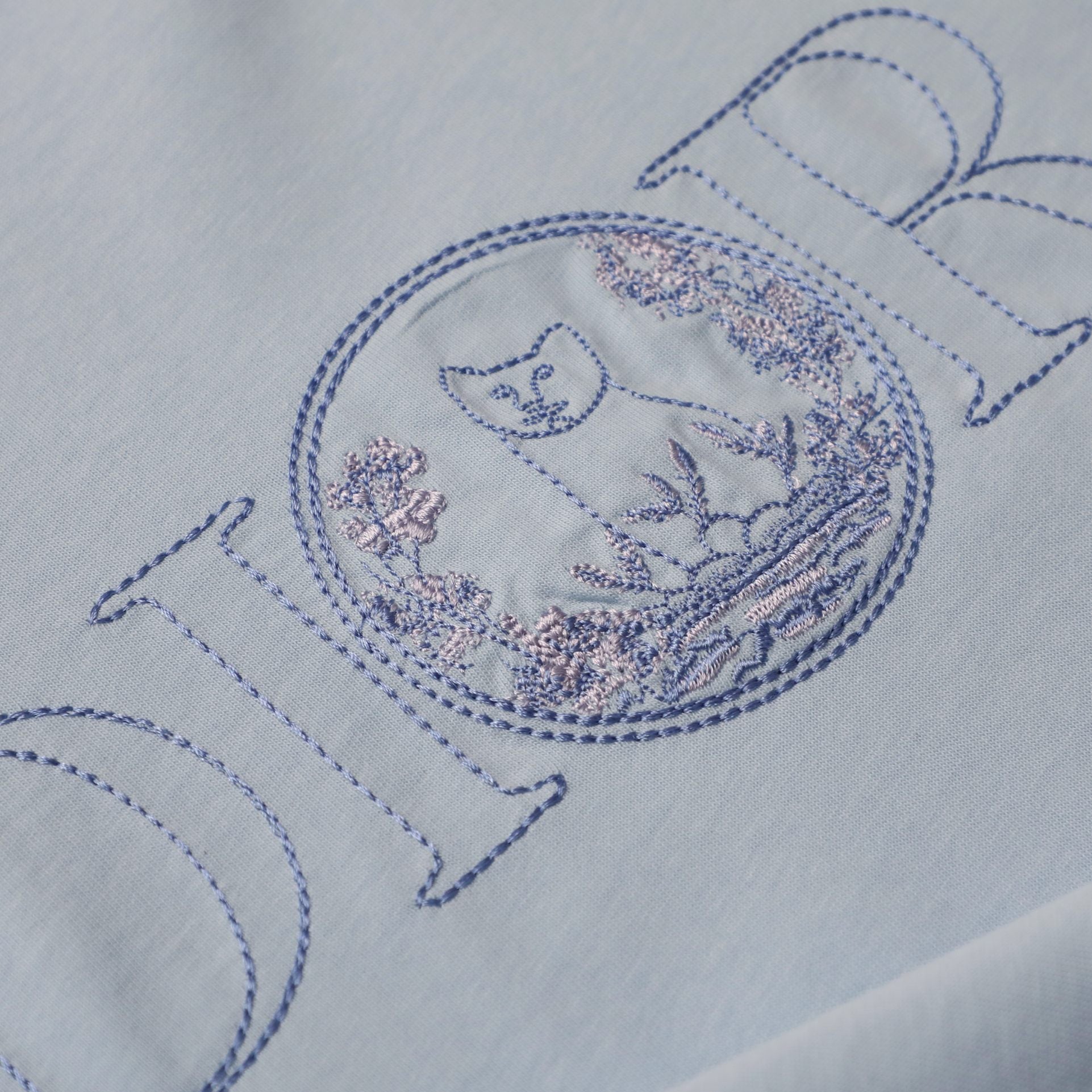 Pre-Owned Dior Embroidered Logo T-Shirt – Light Blue Crew Neck Tee, Minimalist Luxury Style