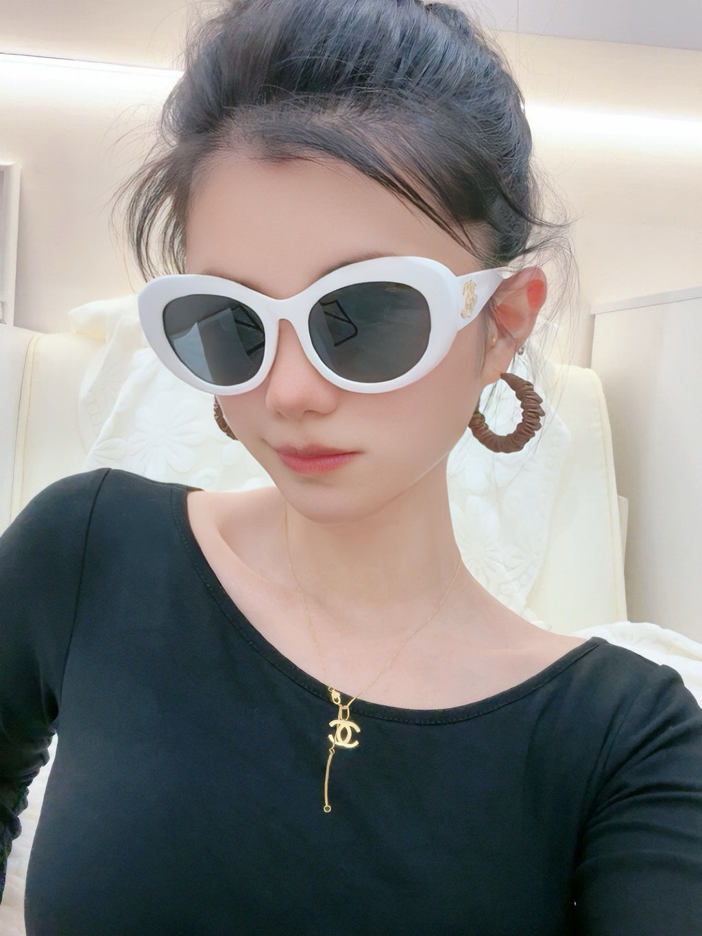 Chanel Oversized White Cat-Eye Sunglasses | Pre-Loved Luxe Expression