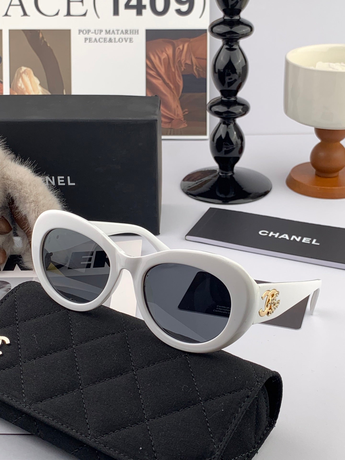 Chanel Oversized White Cat-Eye Sunglasses | Pre-Loved Luxe Expression
