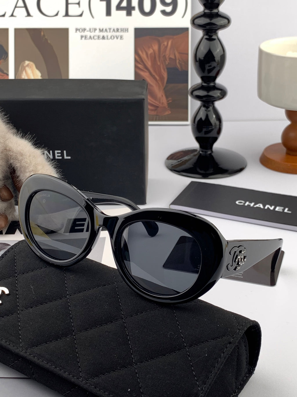 Chanel Oversized White Cat-Eye Sunglasses | Pre-Loved Luxe Expression