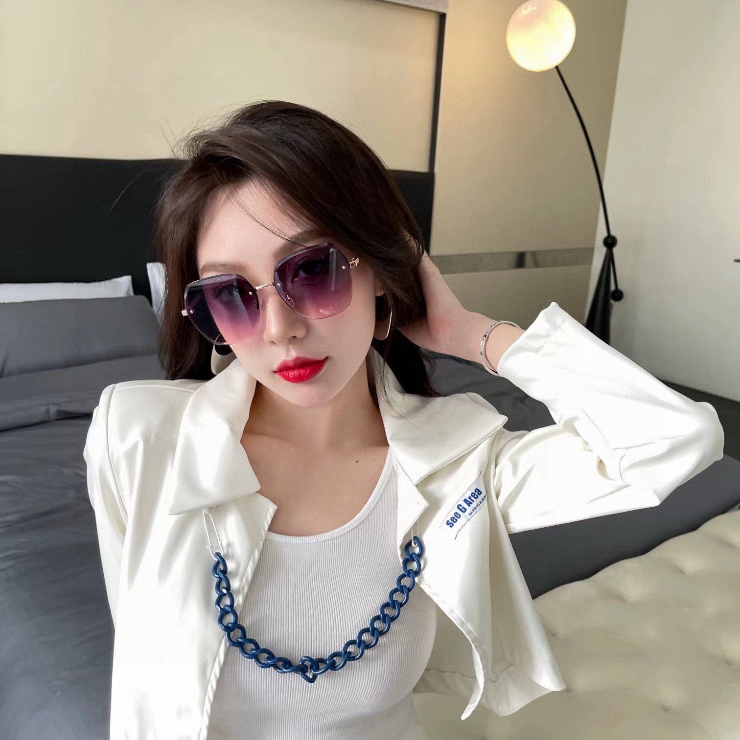 Authentic Pre-Owned Chanel Rimless Sunglasses – Soft Lilac Chic
