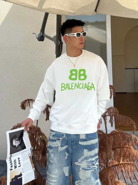 Pre-Owned Balenciaga Logo Sweatshirt – Oversized Round-Neck Cotton Pullover, Like New