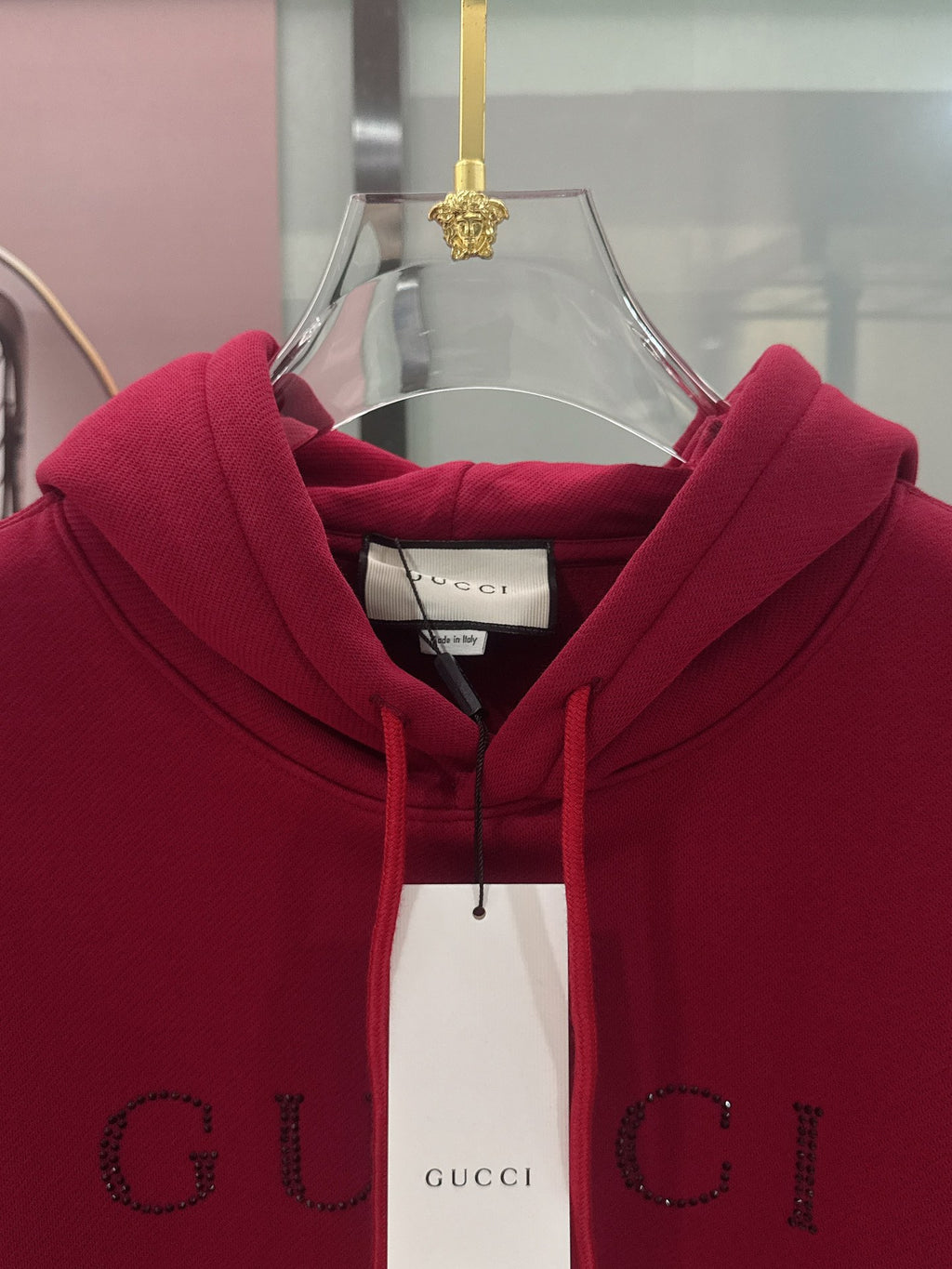 Pre-Owned Gucci Oversized Hoodie – Like New Red Logo Sweatshirt, Luxury Streetwear Essential