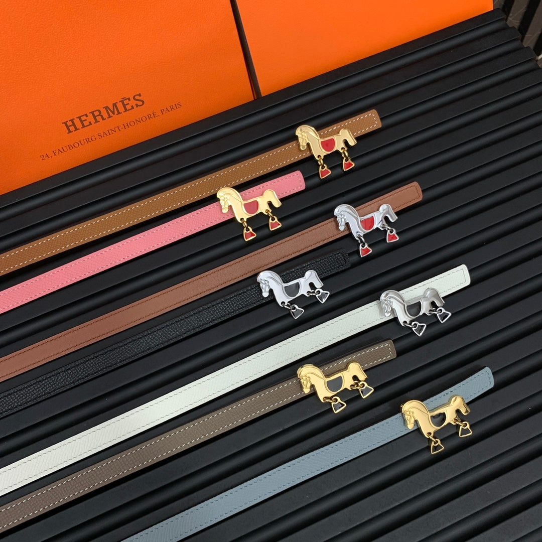 Pre-Owned Hermès Enamel & Metal Buckle Leather Belt – Iconic Luxury Accessory