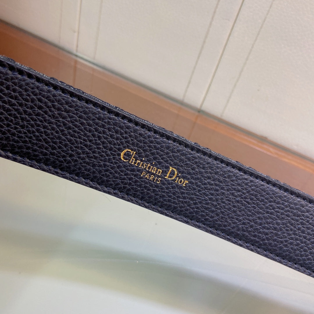 Pre-Owned Dior Men’s Reversible Belt 3.5cm with Signature Canvas & Calfskin, Brass Buckle