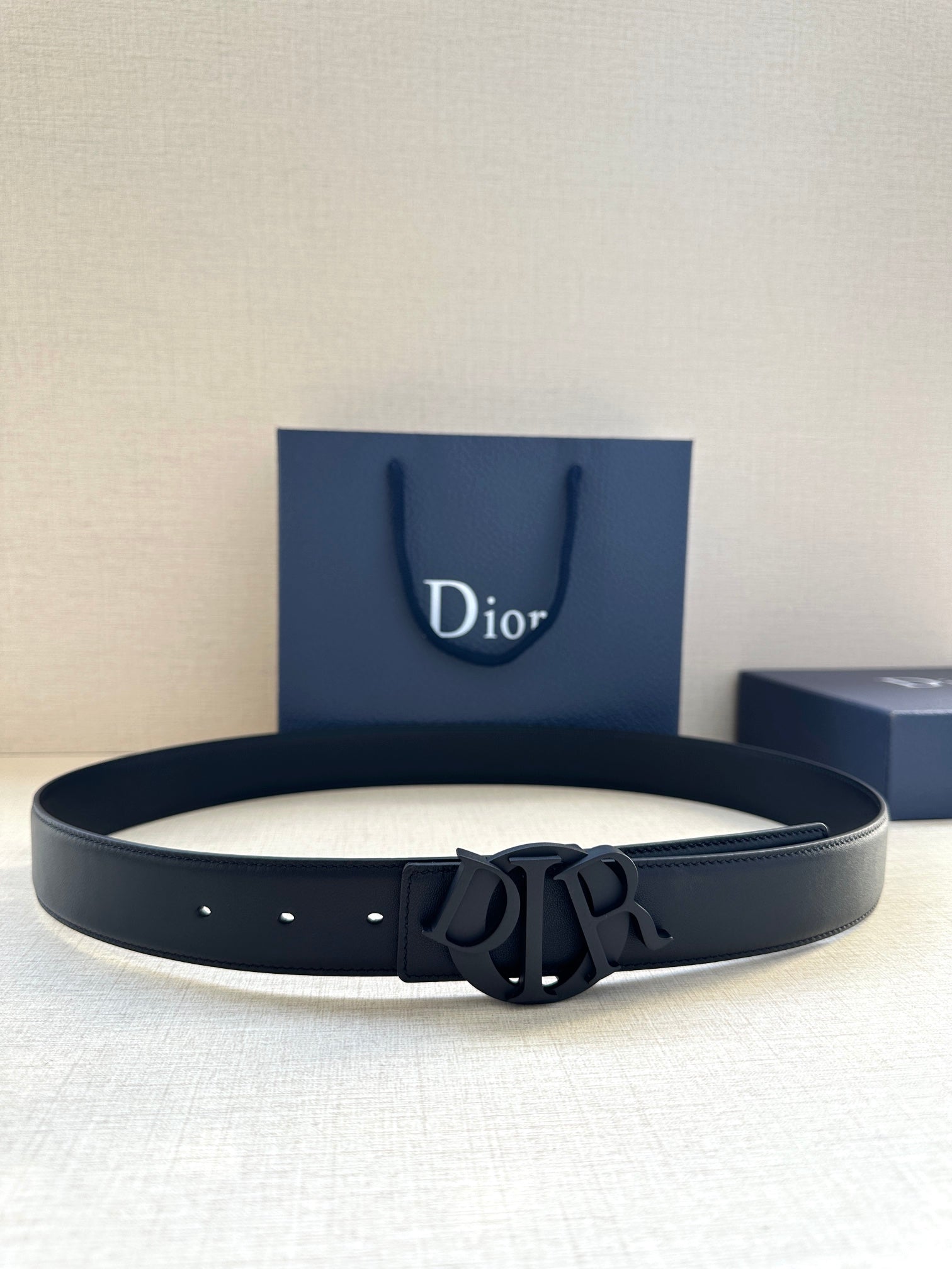 Pre-Owned Dior Charm Men’s Belt 3.5cm Stainless Steel & Gold-tone Buckle