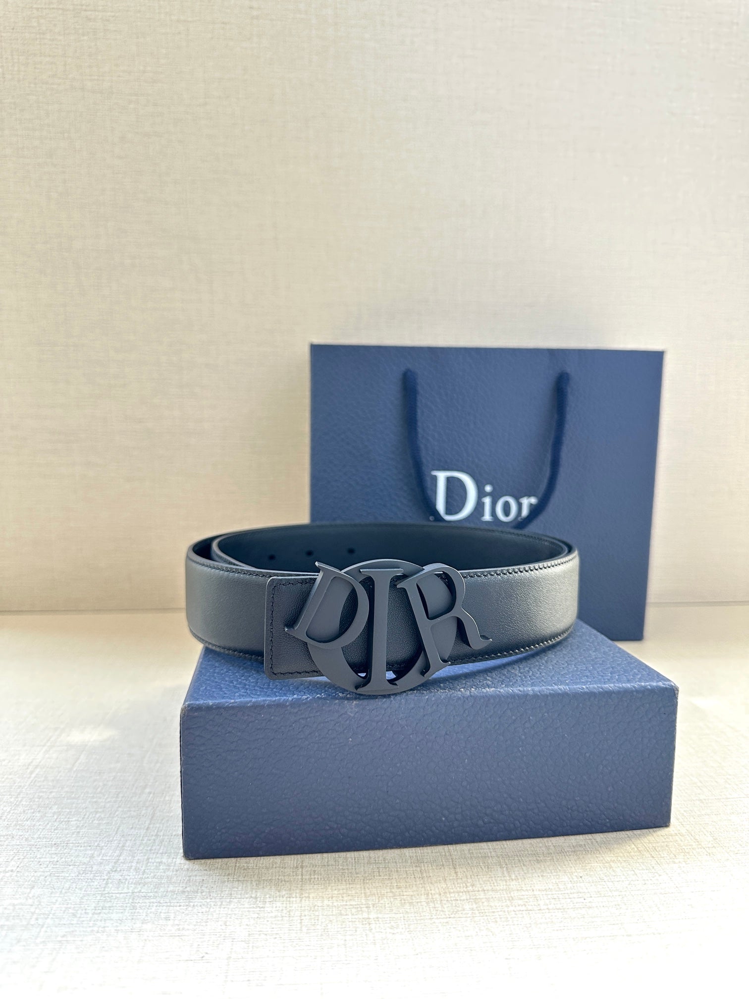 Pre-Owned Dior Charm Men’s Belt 3.5cm Stainless Steel & Gold-tone Buckle
