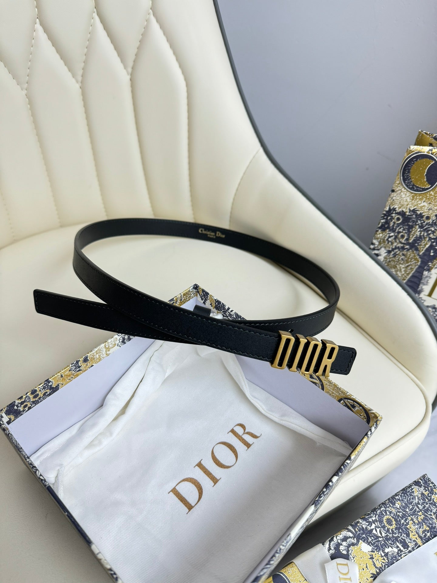 Pre-Owned Dior Women’s Belt 2.0cm/3.0cm Calfskin with CD Logo Buckle