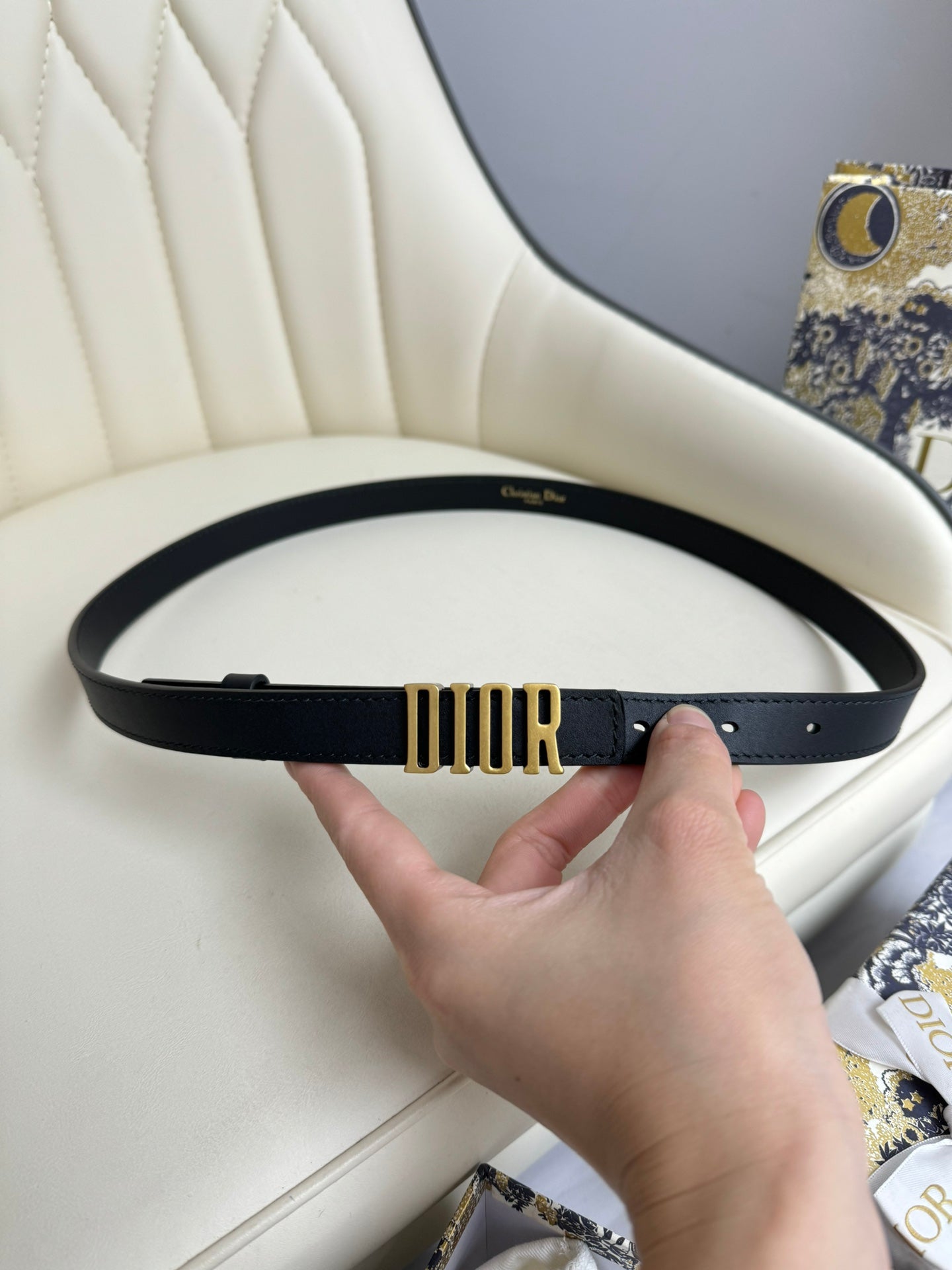 Pre-Owned Dior Women’s Belt 2.0cm/3.0cm Calfskin with CD Logo Buckle