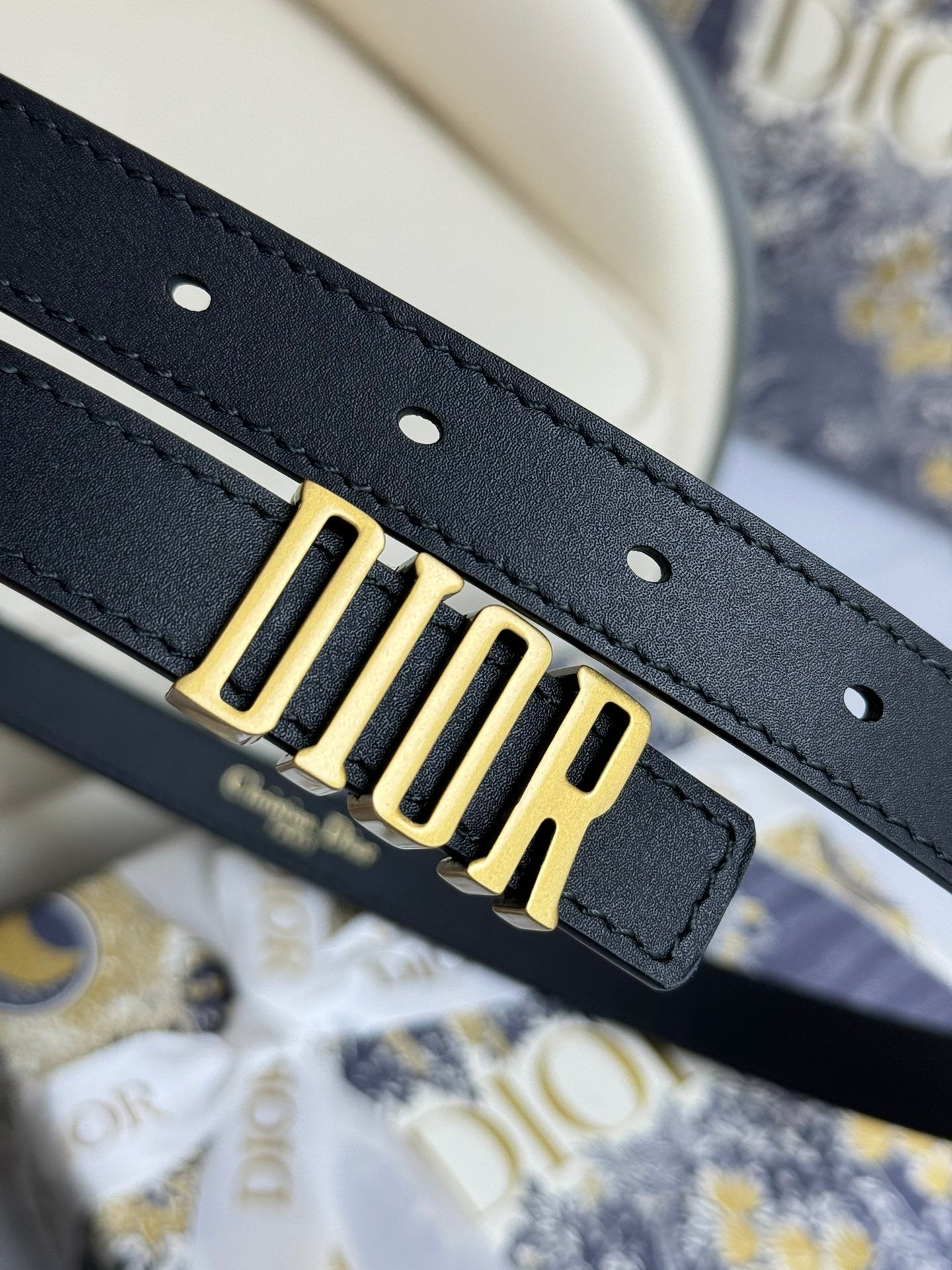 Pre-Owned Dior Women’s Belt 2.0cm/3.0cm Calfskin with CD Logo Buckle
