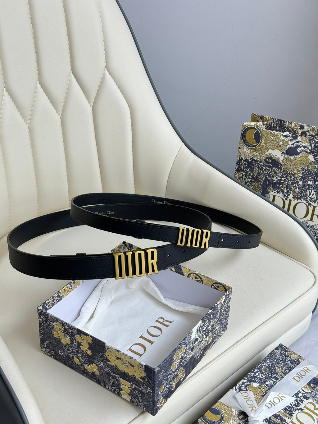 Pre-Owned Dior Women’s Belt 2.0cm/3.0cm Calfskin with CD Logo Buckle
