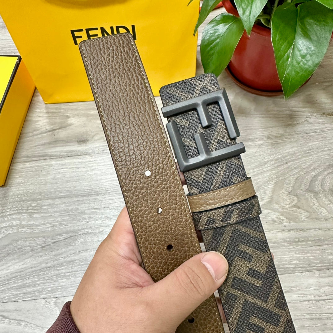 FENDI Reversible Cuoio Romano Leather Belt 4.0cm with FF Buckle
