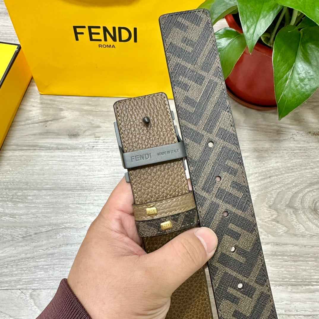 FENDI Reversible Cuoio Romano Leather Belt 4.0cm with FF Buckle