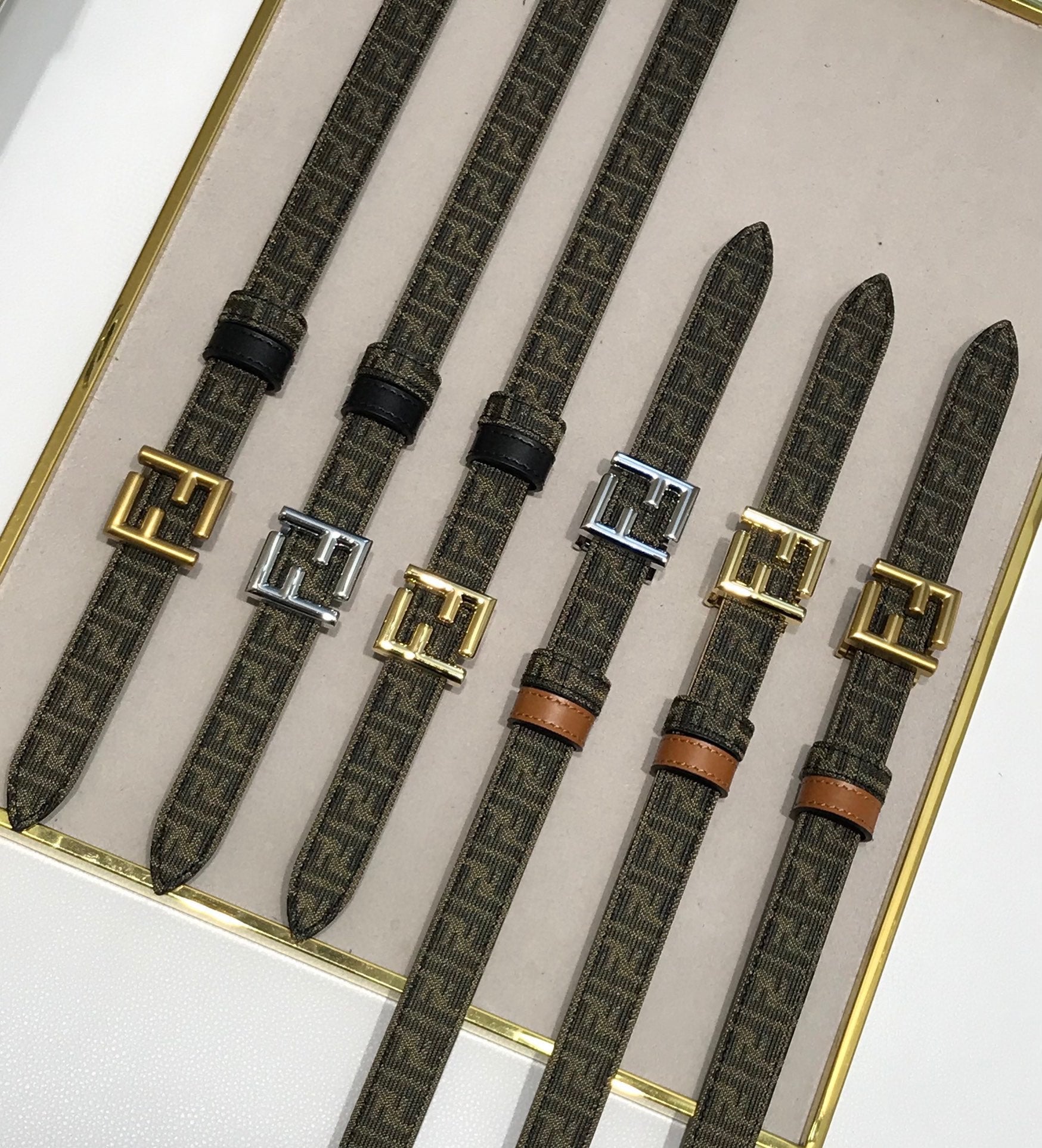 FENDI Monogram NFC Buckle Leather Belt 2.0cm