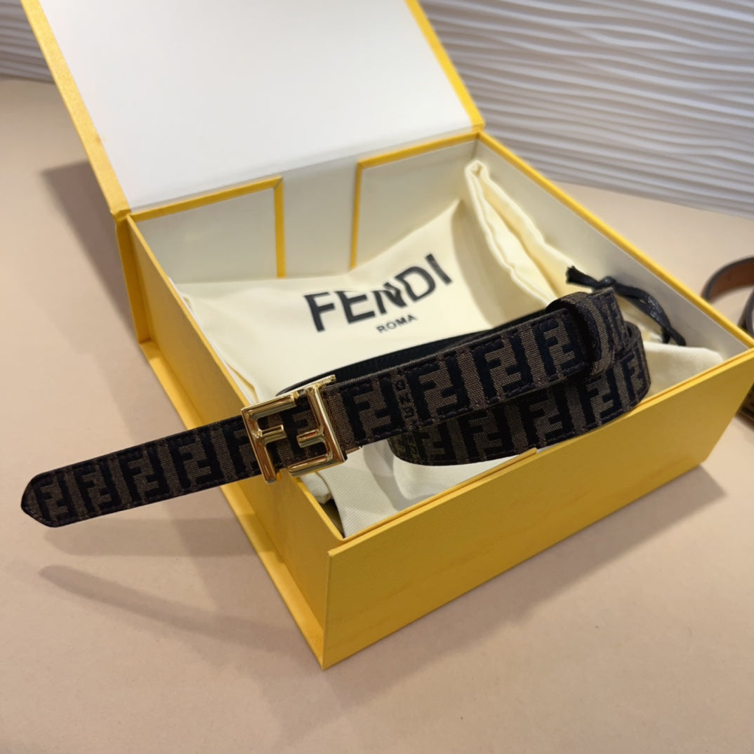 FENDI Monogram NFC Buckle Leather Belt 2.0cm