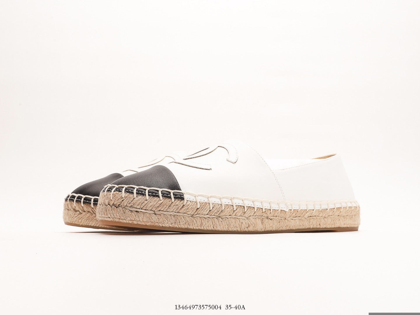 Pre-Owned Chanel Two-Tone Lambskin & Linen Espadrilles