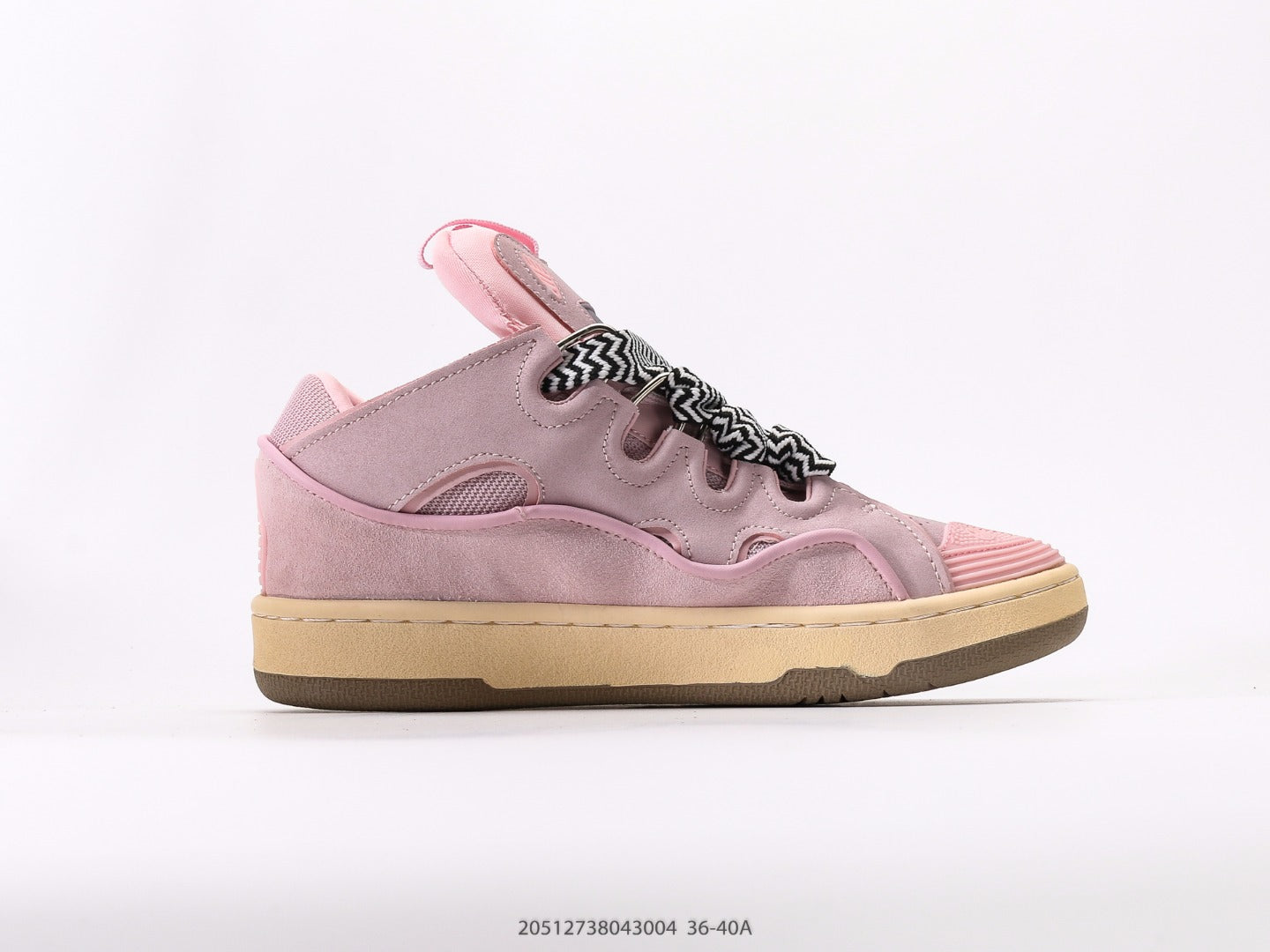 Pre-Owned Lanvin Leather Curb Sneakers Pink