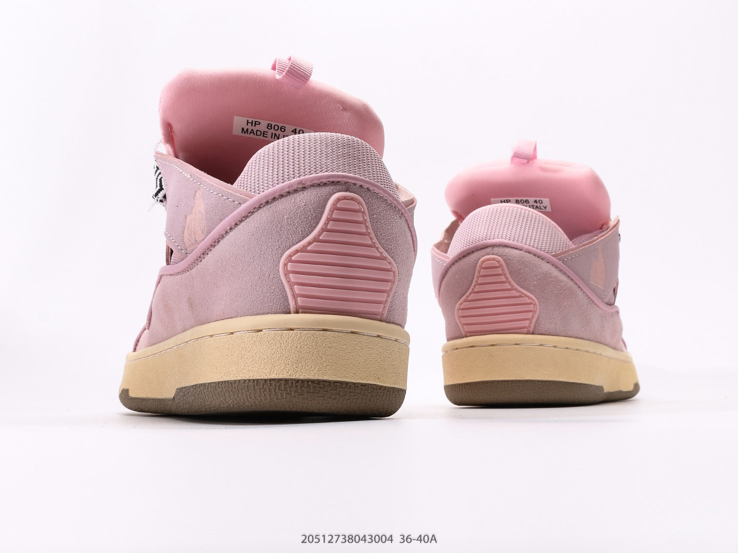 Pre-Owned Lanvin Leather Curb Sneakers Pink